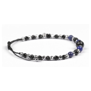 Bransoletka czarny TURMALIN Lapis Lazuli HEMATYT ochrona i szczęście